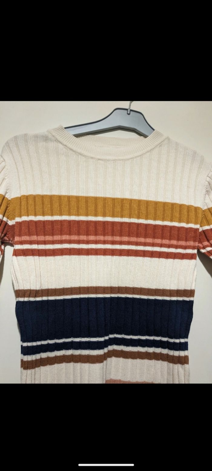 Pull Cache cache beige à rayures. Taille 38 - photo numéro 3