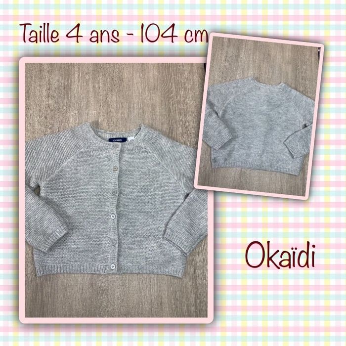 Gilet épais gris clair taille 4 ans 104 cm - Okaïdi