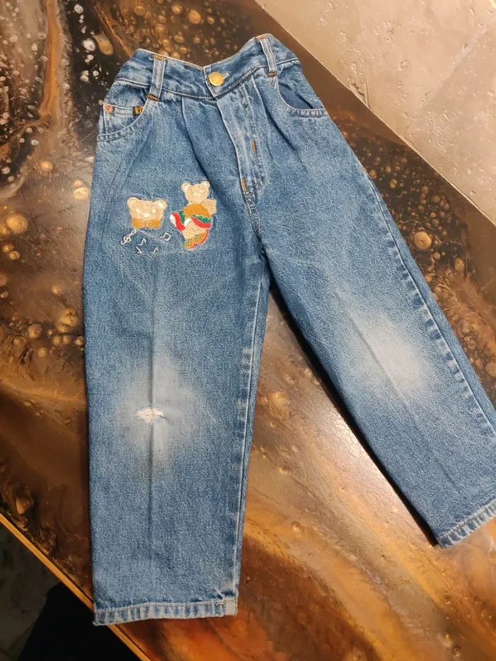 Jean 6 ans vintage 1990 broderies nounours