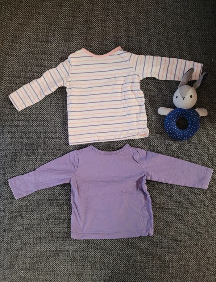 Lot 2 t-shirts manches longues fille 6 mois - photo numéro 2