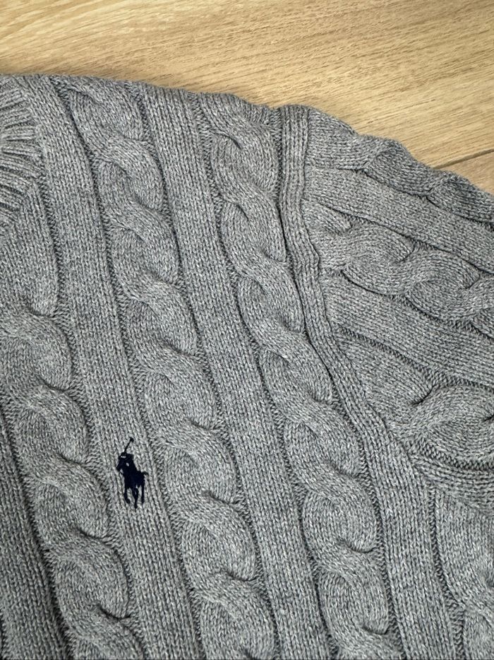 Pull torsadé gris Ralph Lauren taille L - photo numéro 4