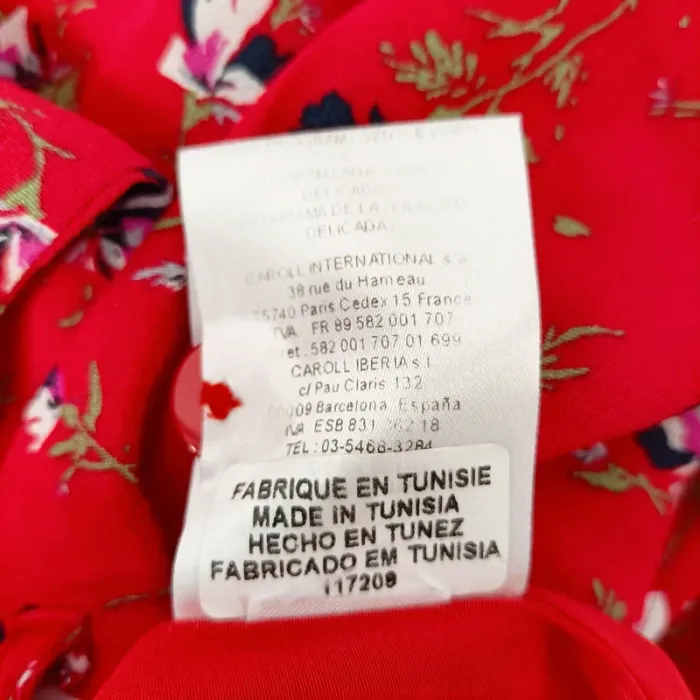 Jupe portefeuille rouge à fleurs Caroll taille 40 en viscose fluide A1452 - photo numéro 9