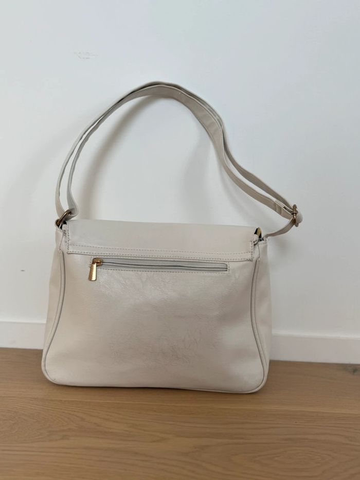 Sac blanc chaînes doré or zip bandoulière réglable à main borsa bolsa bag Zak handbag Bolso - photo numéro 6