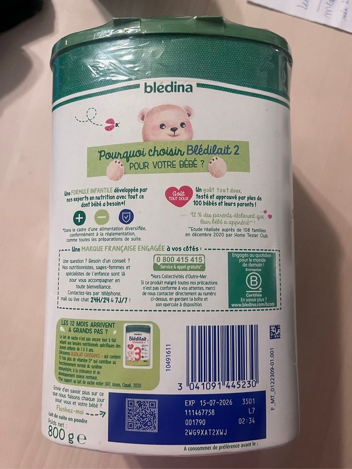 Lait  blédina bledilait - photo numéro 2
