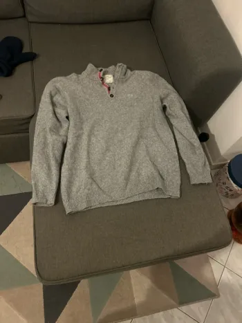 Pull avec de laine col bouton gris homme, Throttleman taille L