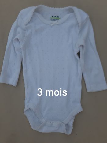 body manches longues blanc coton bio fille - Kiabi - 3 mois