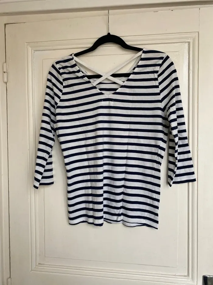 T-shirt marinière manches 3/4 Camaïeu - photo numéro 2