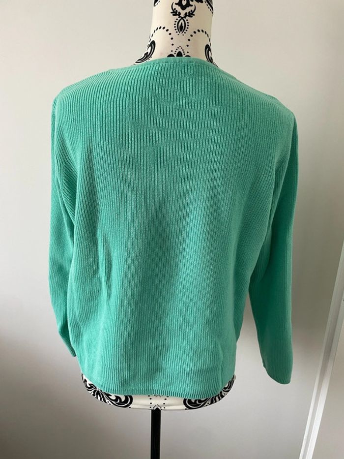 Pull à manches longues vert clair col rond 100% coton Gerry Weber taille 40 - photo numéro 4
