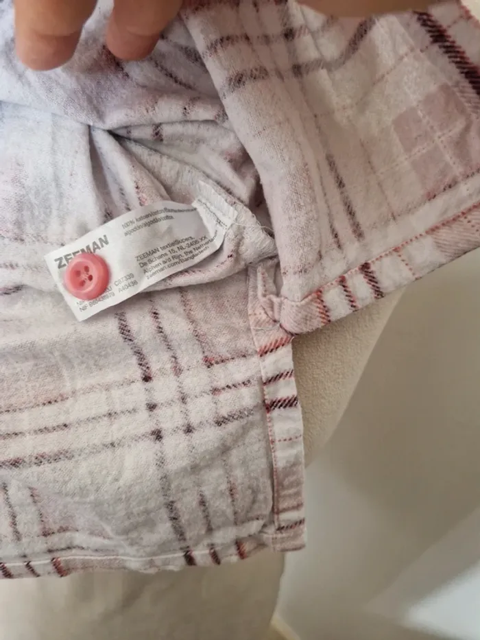 Chemise haut de pyjama a carreaux zeeman rose taille L - photo numéro 6