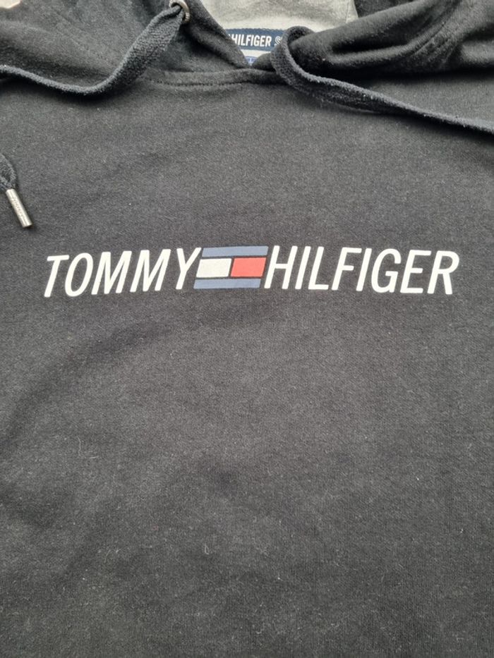 Sweat à capuche Tommy Hilfiger – Bicolore noir et gris – Taille S/36 Femmes - photo numéro 5