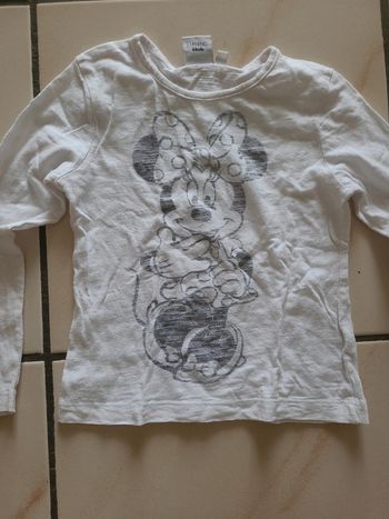 Tee shirt blanc manches longues Minnie