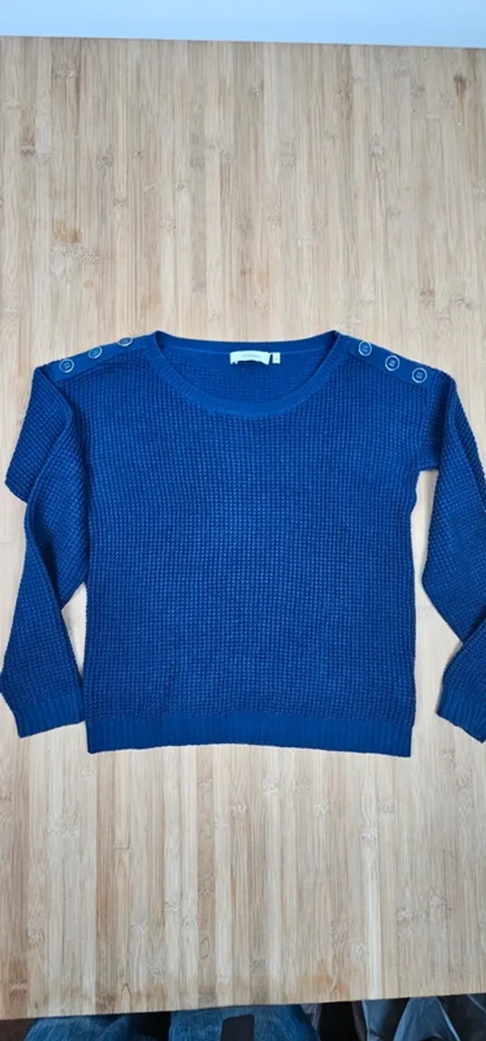 Pull en maille bleu marine Yessica - Taille XS - photo numéro 3