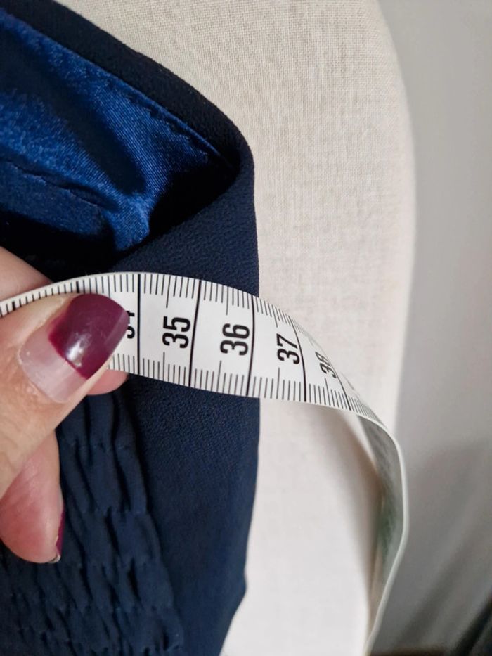 Robe de fête à bretelles B&H Moda bleu marine brillants M - photo numéro 8