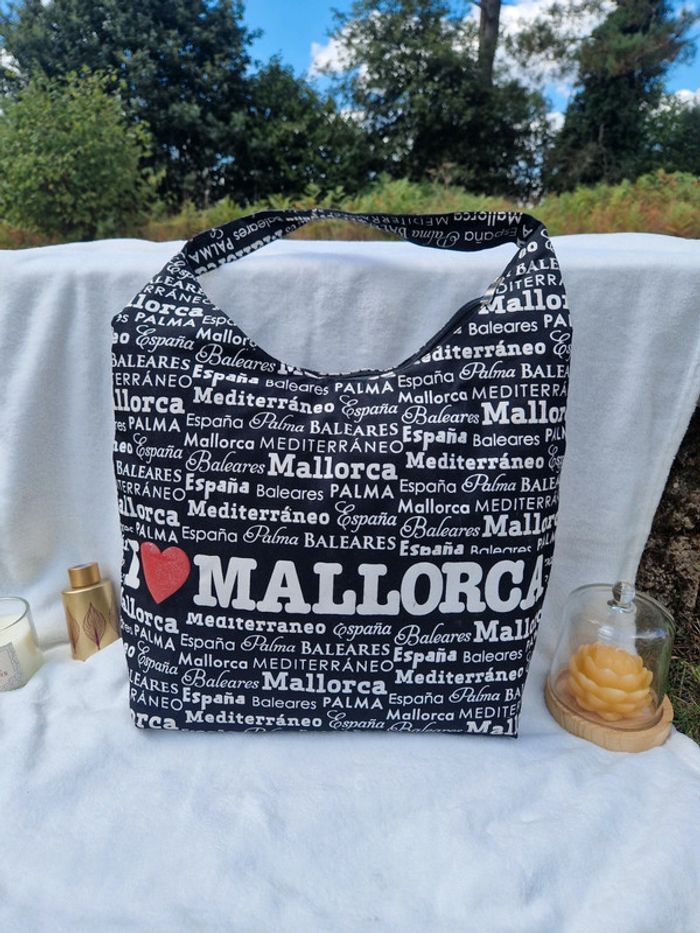 🎒 Sac noir fourre tout/ Plage "I Love Mallorca" 🎒