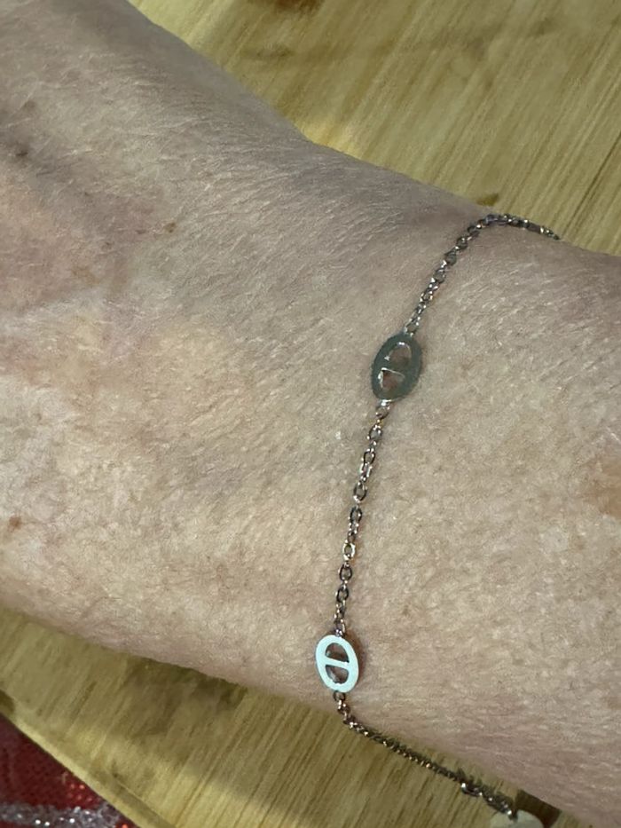 Bracelet réglable acier inoxydable argent petit maillons farandole - photo numéro 3