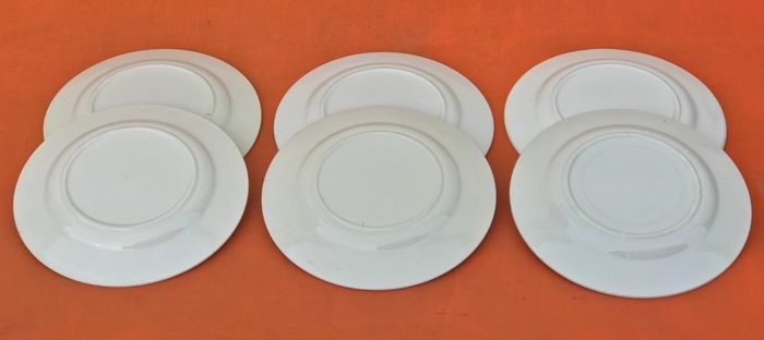 Années 1950 6 assiettes à Fromage / Dessert Faïence décor frise or - photo numéro 3