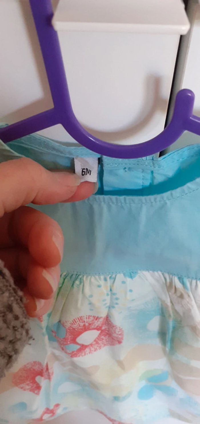 Robe turquoise  fleuri - photo numéro 3