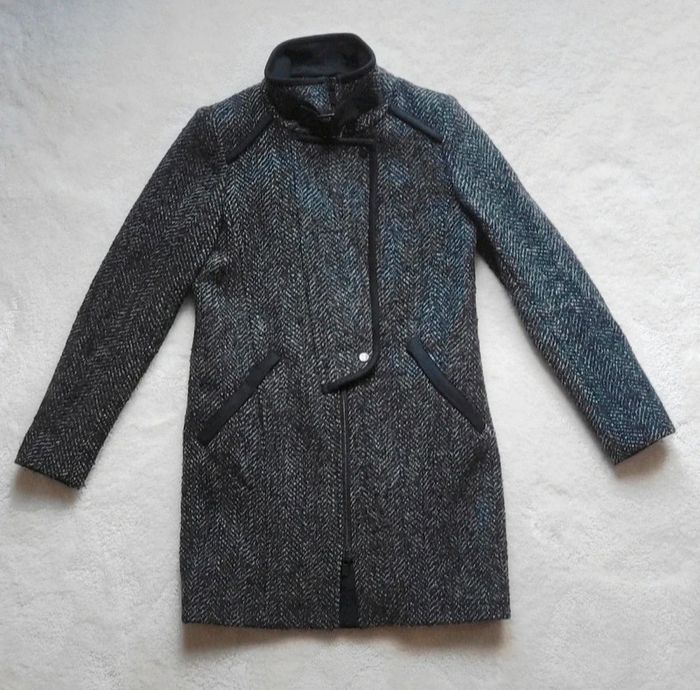 Magnifique manteau caban en laine femme gris Comptoir des cotonniers 34