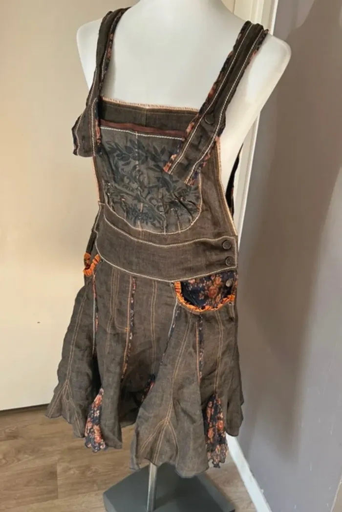 Tricot chic, robe salopette été en soie et lin femme, taille Française 38