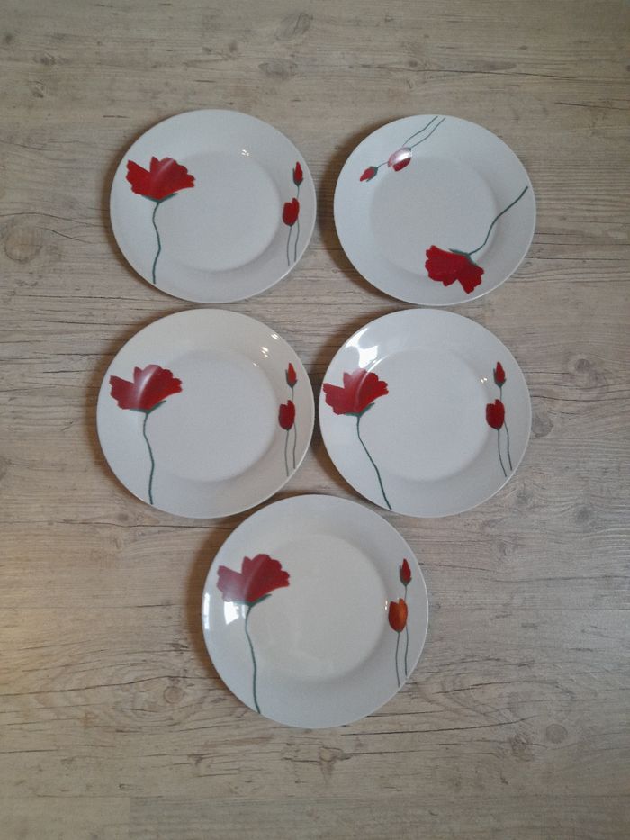 Lot 5 assiettes coquelicot - photo numéro 4