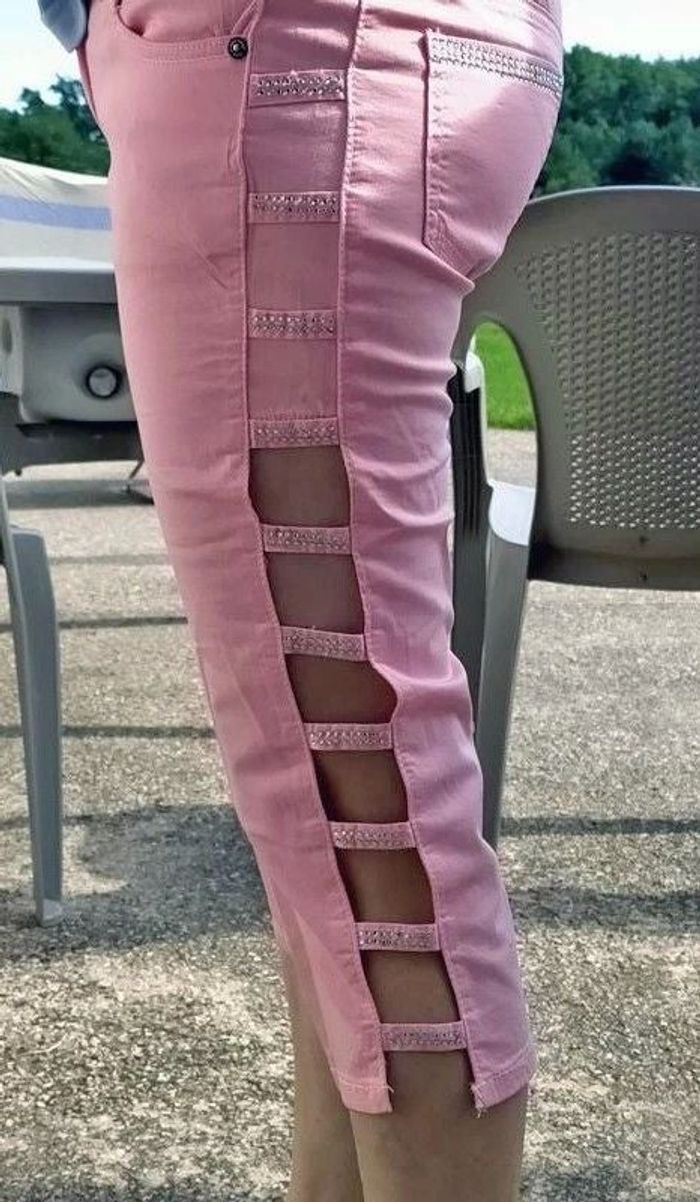 Pantacourt rose, taille 38