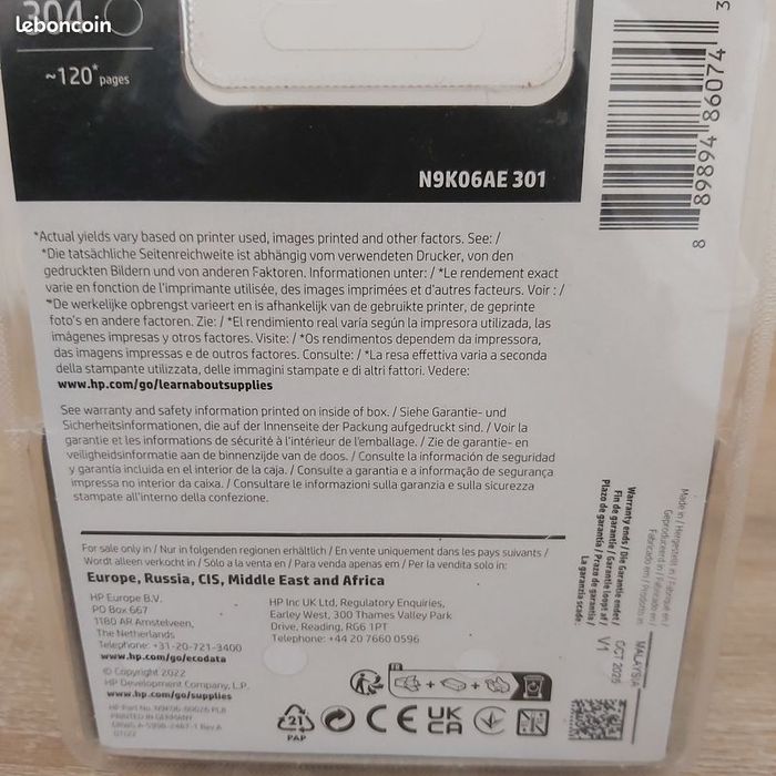 Lot de deux Cartouches d'Encre HP 304 - Noir + Tricolor - photo numéro 2