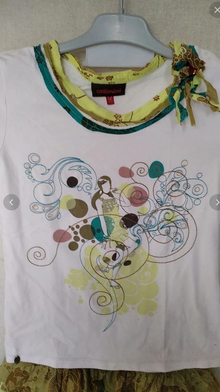 Ensemble t-shirt + jupe catimini 10 ans - photo numéro 3