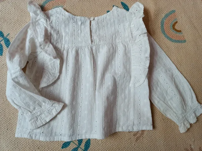 Chemisier blanc dentelle broderie primark 4/5 ans - photo numéro 5