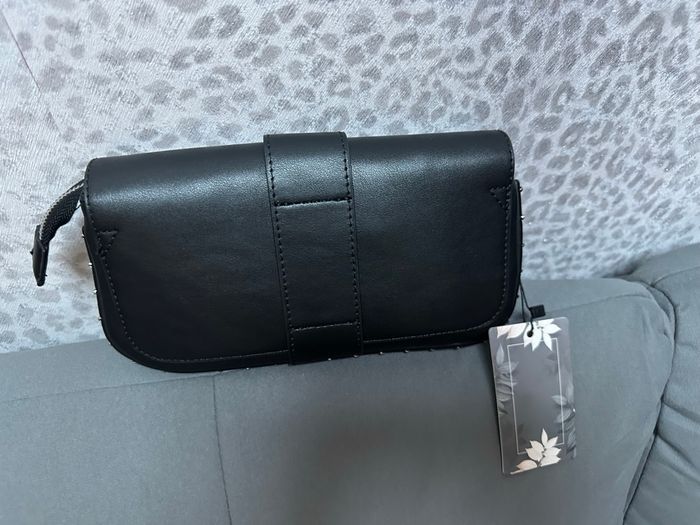 Petit sac noir simili cuir ailes strass avec bandoulière - photo numéro 5