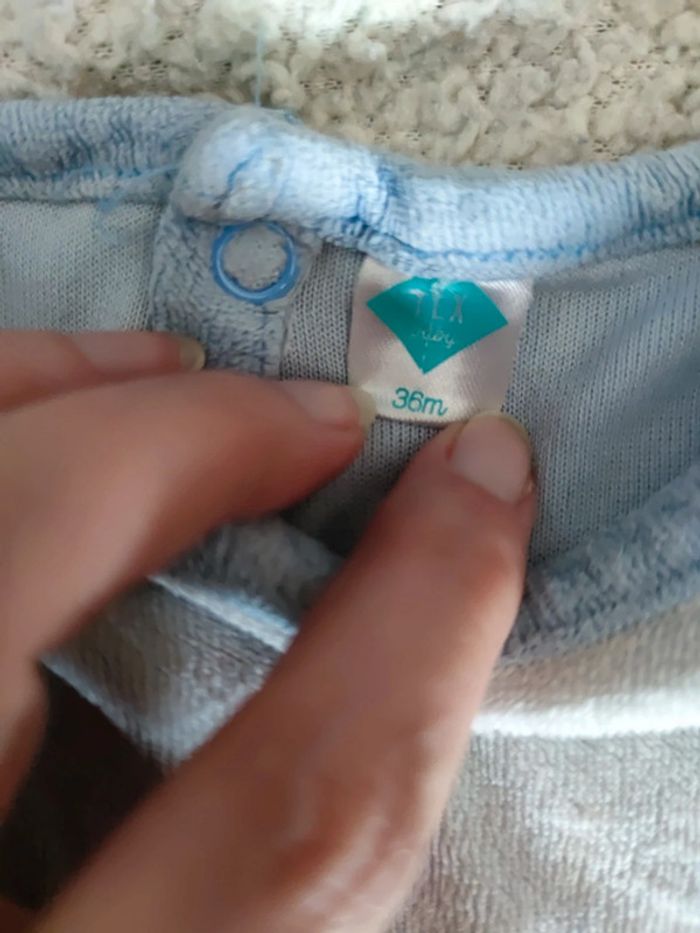 Pyjama velours lapin bleu T.36 mois - photo numéro 2