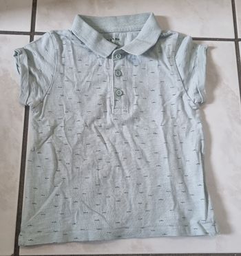 okaïdi polo bébé 18 mois – coton bio – motif pois discrets – bleu clair