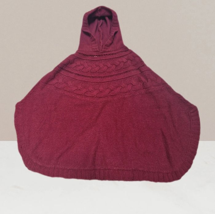 Magnifique poncho en laine Taille 12 ans bordeaux