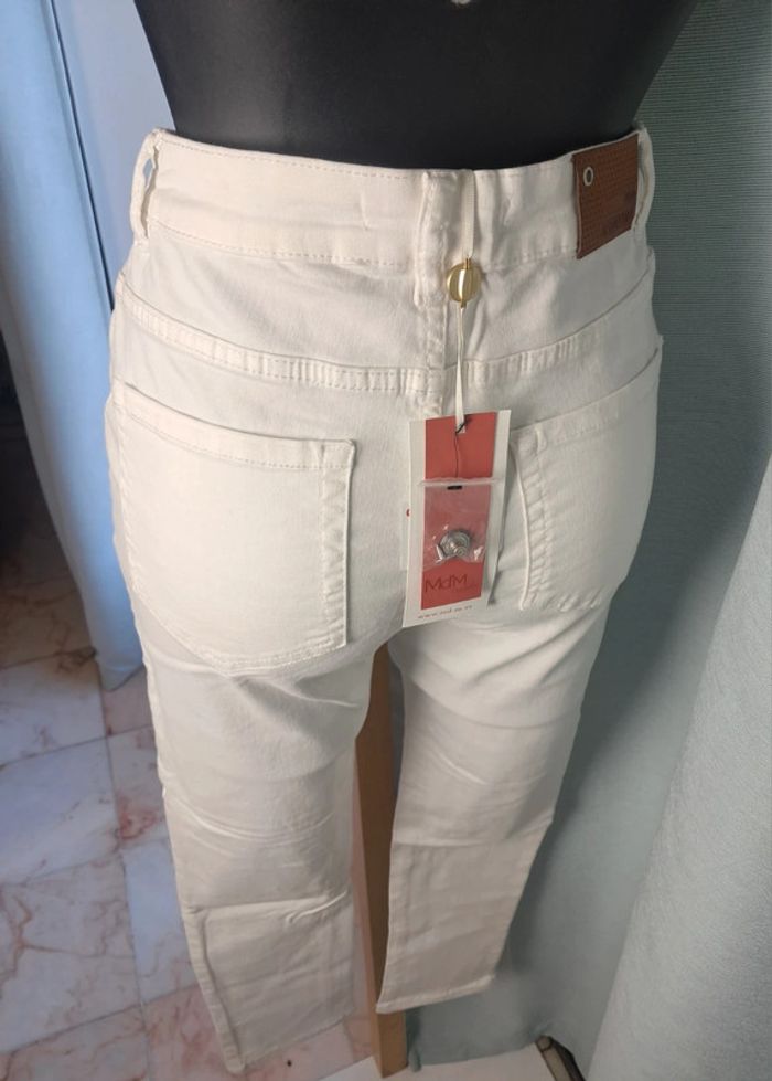 Md'M jean été blanc T.46 taille haute neuf - photo numéro 4