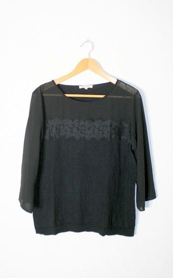 Haut noir lainage et voile Grain de Malice taille XL