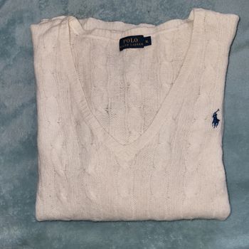 Pull Torsadé Laine Cachemire  Crème  Femme Vintage 🧥 Ralph Lauren  - Taille XL