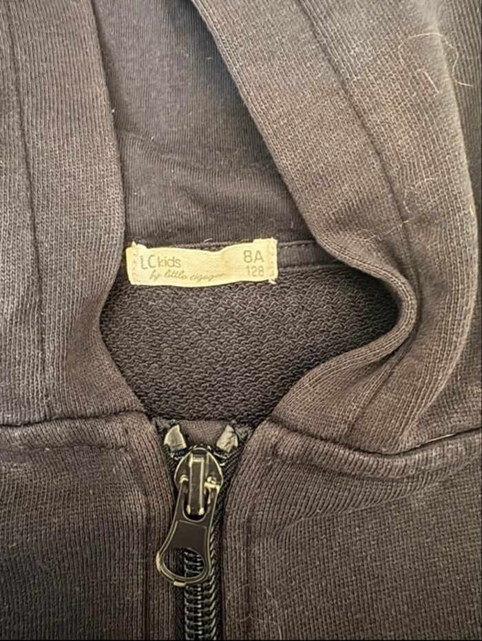 Gilet à capuche garçon 8 ans – LC Kids – Bleu marine / camel / blanc - photo numéro 3