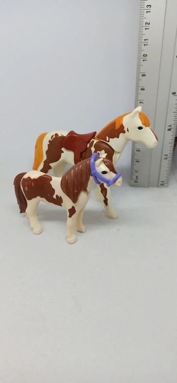 Cheval blanc et marron avec poulain playmobil