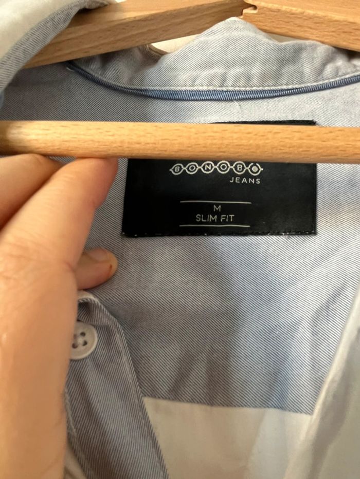 Chemise blanche empiècements bleus homme bonobo M - photo numéro 2