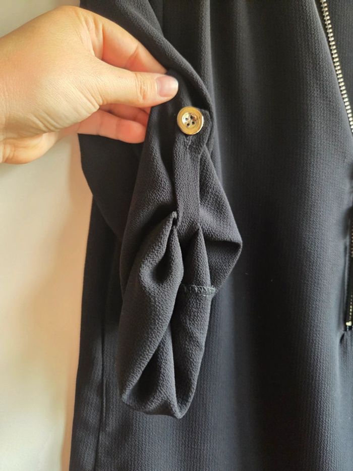 Blouse noire zippé chic - taille M - très bon état - photo numéro 3
