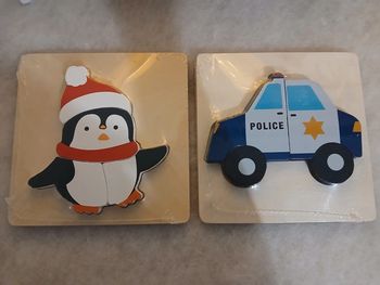 Lot 2 petits puzzles en bois 4 pièces