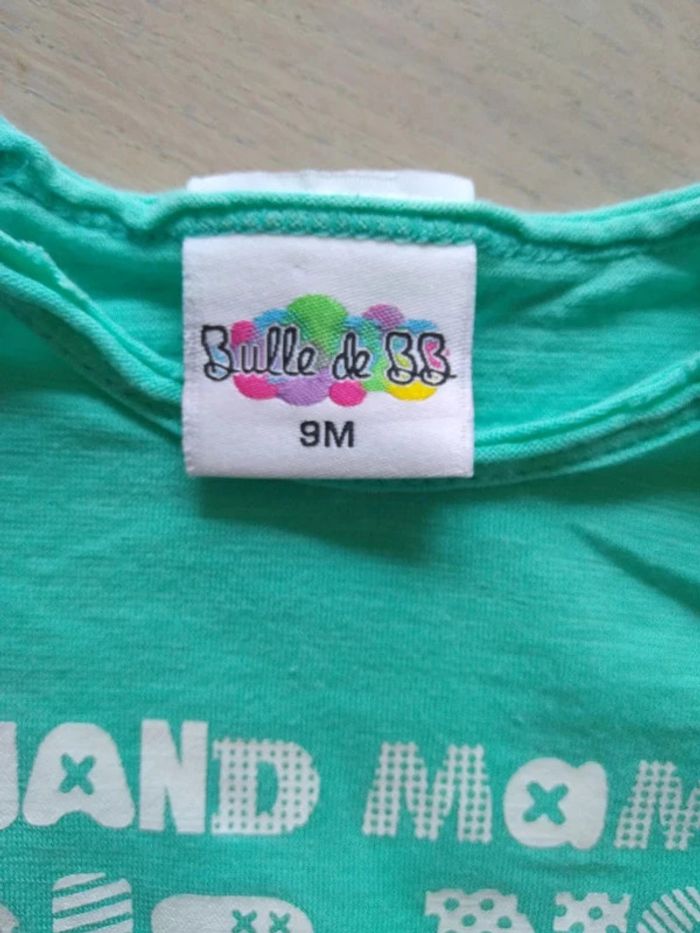 Tee-shirt vert clair 9 mois - photo numéro 3