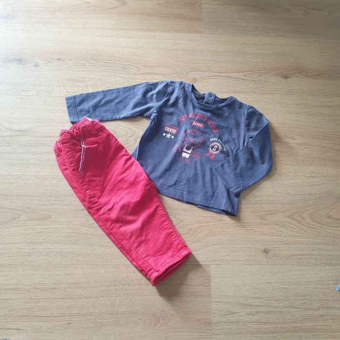 💚 Ensemble tee-shirt ML pantalon 12 mois Bébé rêve/Obaïbi #emyfleury_12moisgarçon - photo numéro 1