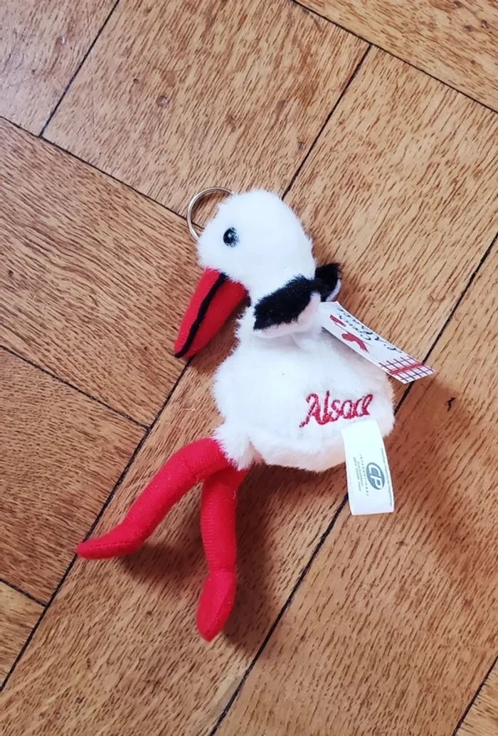 Peluche porte clé cigogne alsace souvenir vacances neuf - photo numéro 2