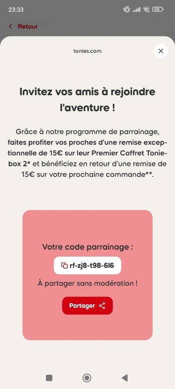 Code parrainage