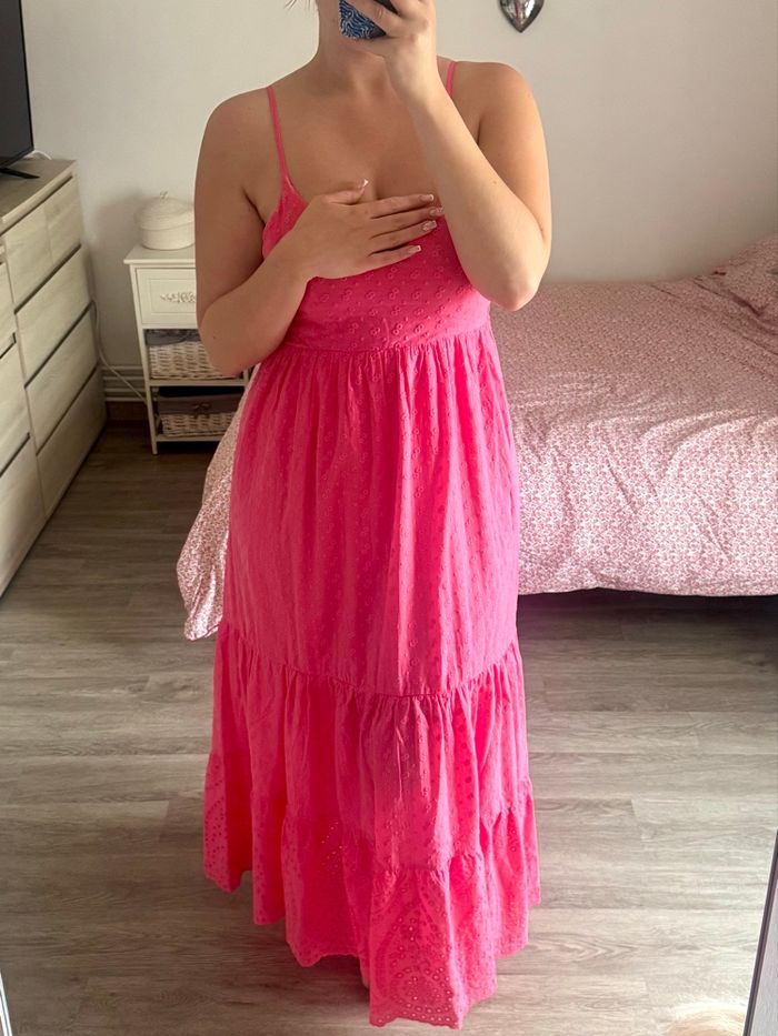 Robe longue rose
