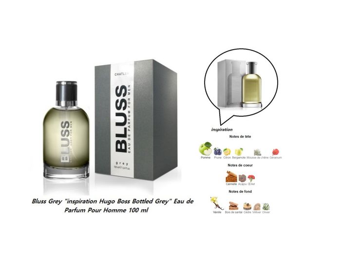 Bluss Grey "inspi Hugo Boss Bottled Grey" Eau de Parfum Pour Homme 100 ml - photo numéro 2