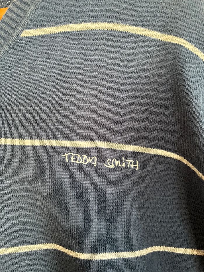 Pull col V bleu à rayures teddy smith taille XXL - photo numéro 2