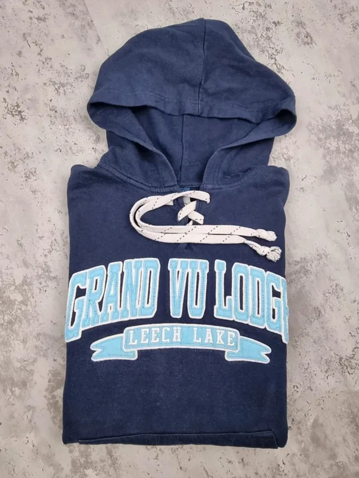 Pull capuche universitaire bleu, S Hommes - photo numéro 2