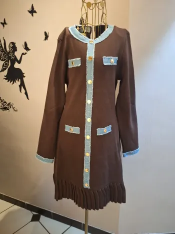 Robe pull marron & jeans