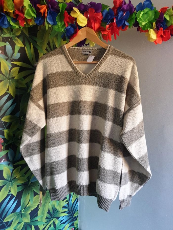 Pull homme beige/gris